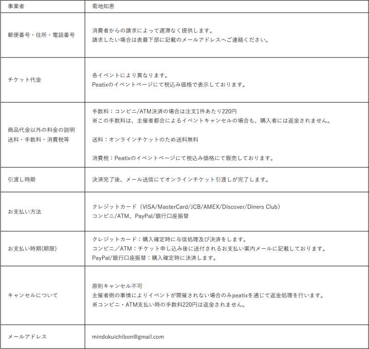 特定商取引法に基づく表記